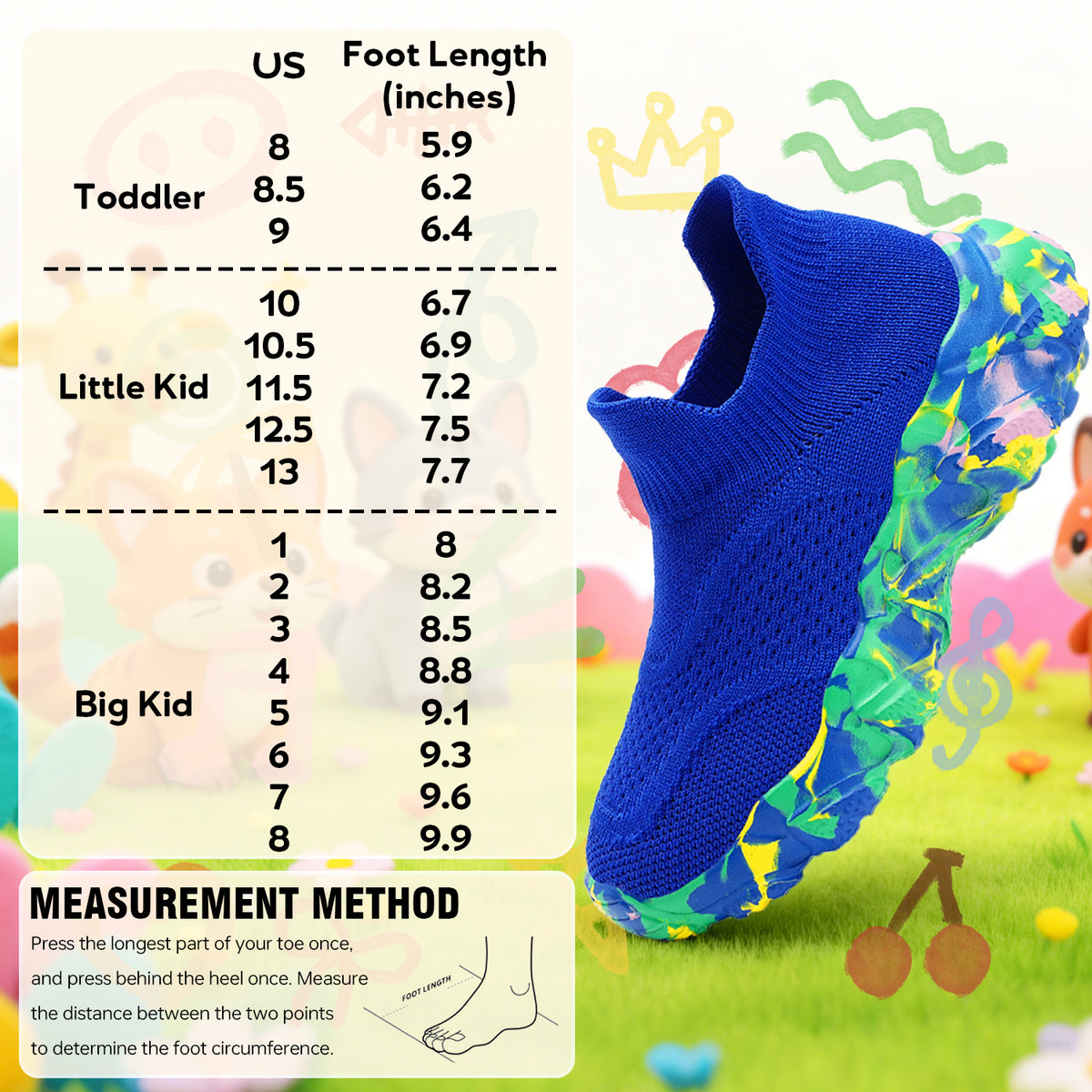 CZV Kids' Sock Sneakers Lightweight Breathable Slip-On Shoes for Boys & Girls - Non-Slip Casual Walking Shoes for Toddler/Little Kid