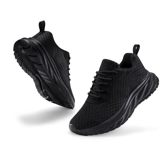 CZV Boys Girls Shoes Kids Sneakers with Non-Slip Breathable Lightweight Tennis Athletic Running Black Shoes for Little Kid & Big Kid