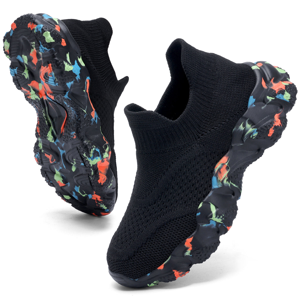 CZV Kids' Sock Sneakers Lightweight Breathable Slip-On Shoes for Boys & Girls - Non-Slip Casual Walking Shoes for Toddler/Little Kid