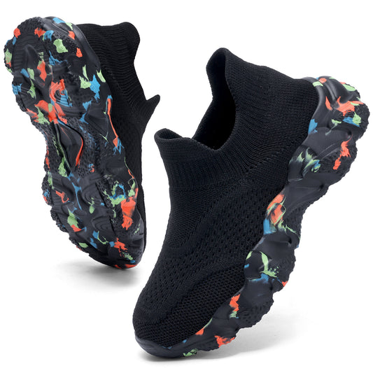 CZV Kids' Sock Sneakers Lightweight Breathable Slip-On Shoes for Boys & Girls - Non-Slip Casual Walking Shoes for Toddler/Little Kid