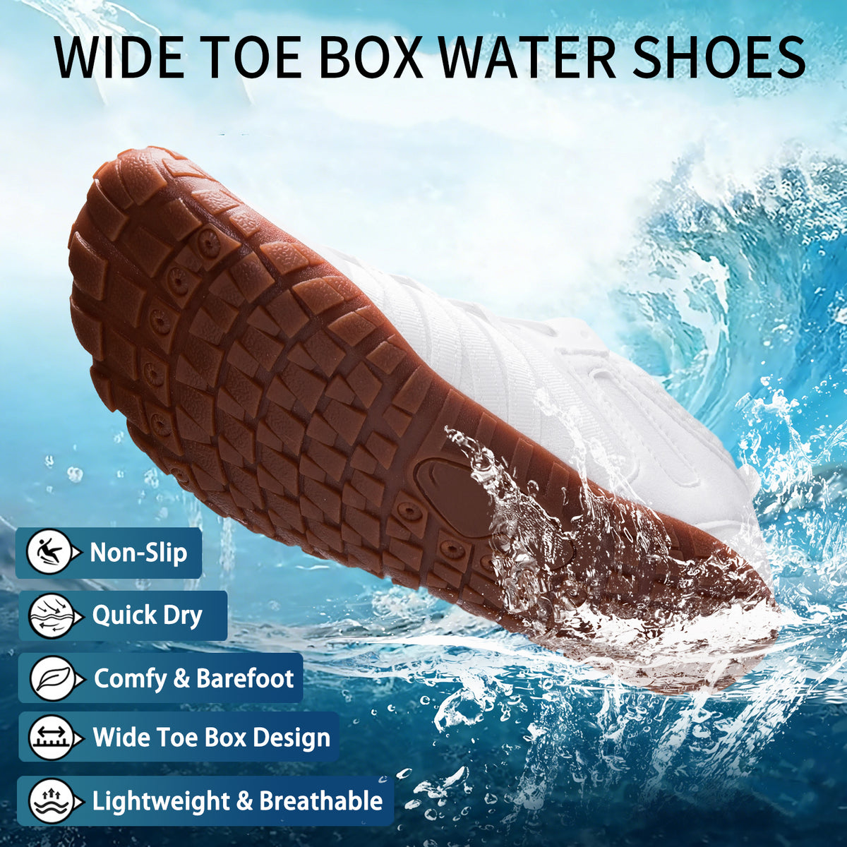 CZV Barefoot Shoes Women Wide Toe Box Water Shoes Fashion Non-Slip Quick Dry with Drainage Breathable Lightweight for Walking Sneakers Beach Hiking Surfing