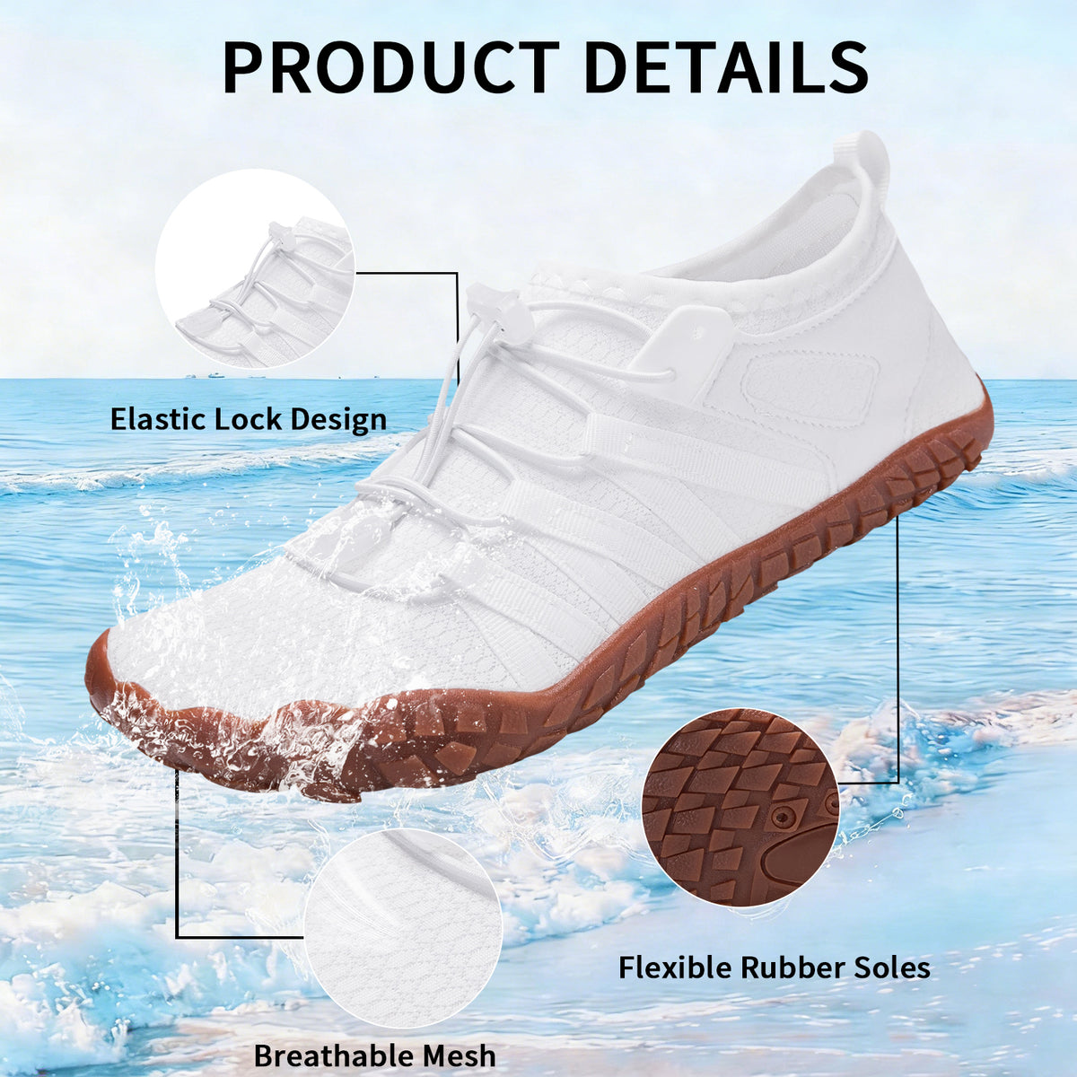 CZV Barefoot Shoes Women Wide Toe Box Water Shoes Fashion Non-Slip Quick Dry with Drainage Breathable Lightweight for Walking Sneakers Beach Hiking Surfing