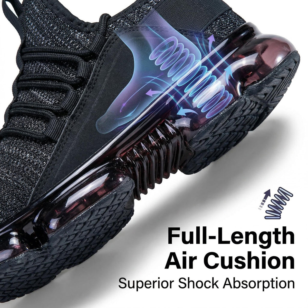 Running Sports Shoes,AMOX Men's Casual Air Cushioned Running Shoes Lightweight Breathable Walking Sneakers for Jogging and Daily Walking,Black Non Slip Fashion Running Shoes for Men