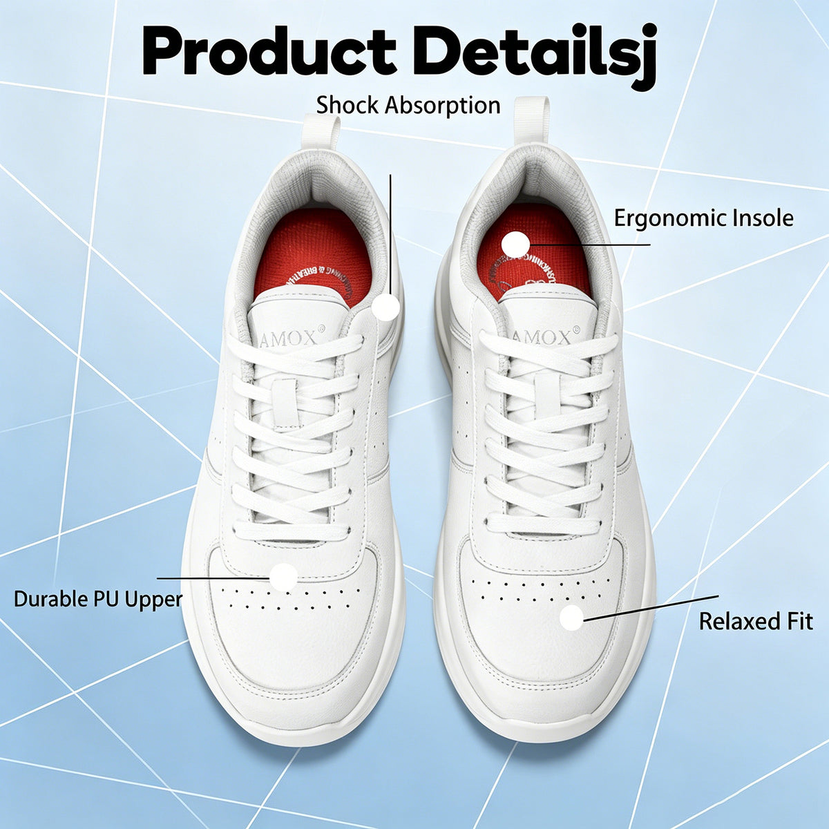 AMOX Non Slip Work Shoes for Men Food Service Slip Resistant Sneakers Casual Comfortable with Cushioning for Chef Kitchen Restaurant Walking