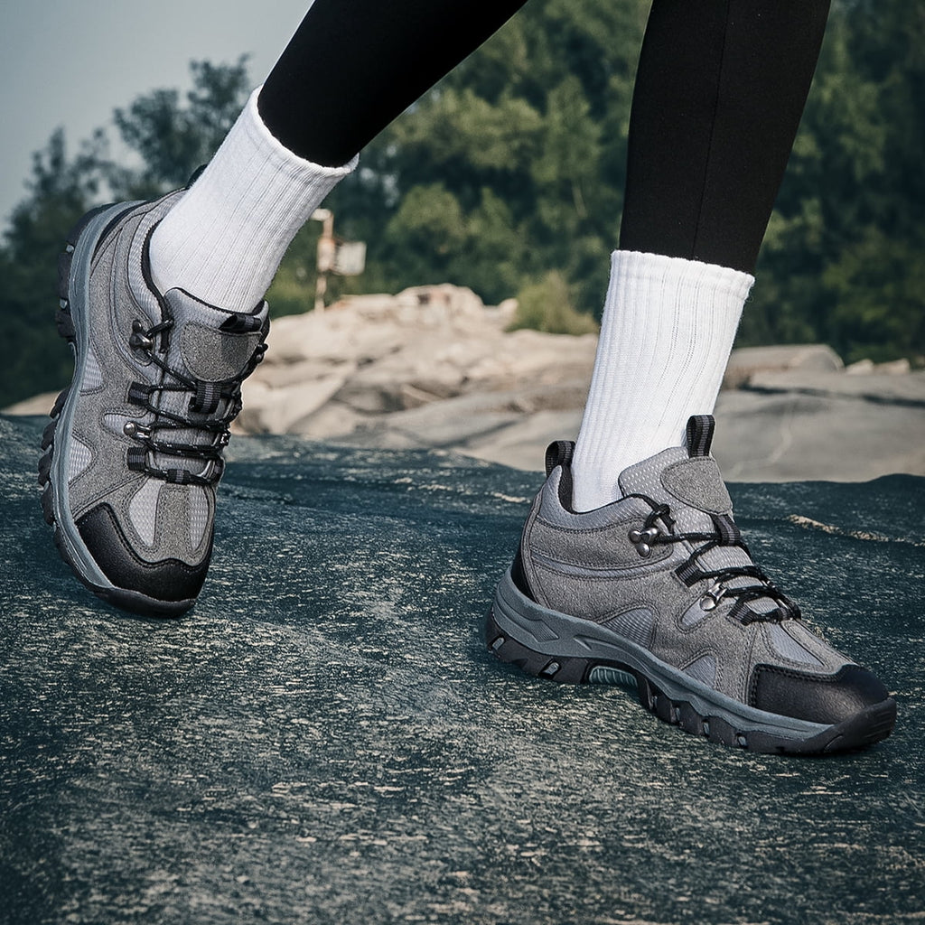 CZV Women's Outdoor Hiking Shoes, Non-Slip Comfortable Work Shoes, Breathable Lightweight Sneakers for Hiking, Camping, Fishing, Casual.Gray