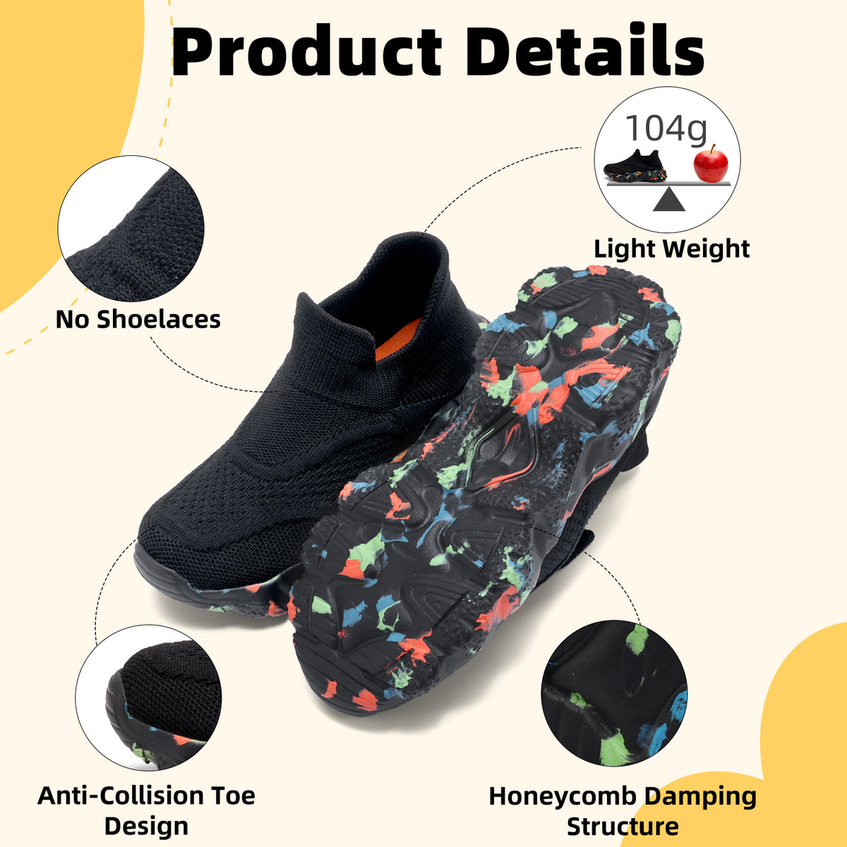 CZV Kids' Sock Sneakers Lightweight Breathable Slip-On Shoes for Boys & Girls - Non-Slip Casual Walking Shoes for Toddler/Little Kid