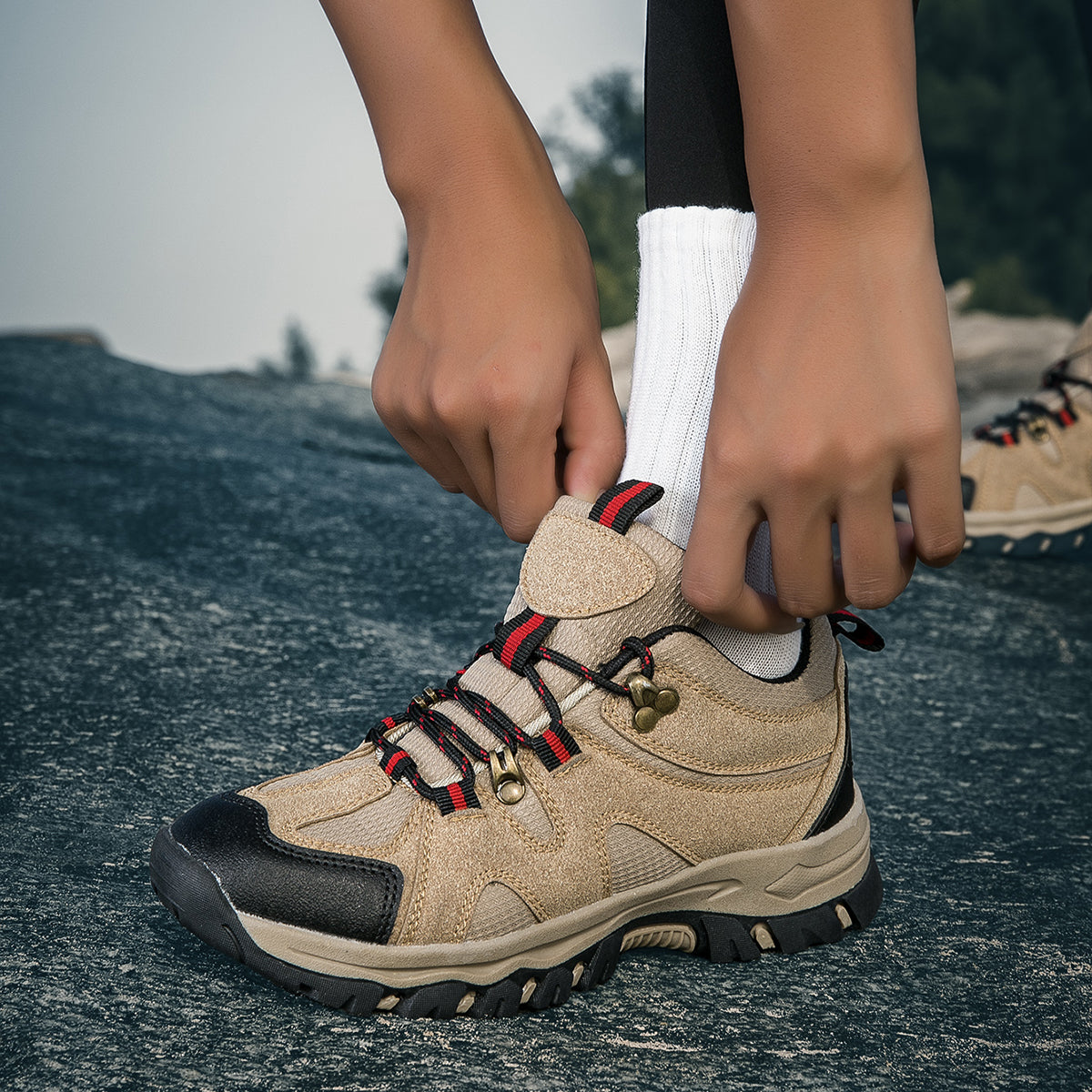 CZV Women's Outdoor Hiking Shoes, Non-Slip Comfortable Work Shoes, Breathable Lightweight Sneakers for Hiking, Camping, Fishing, Casual