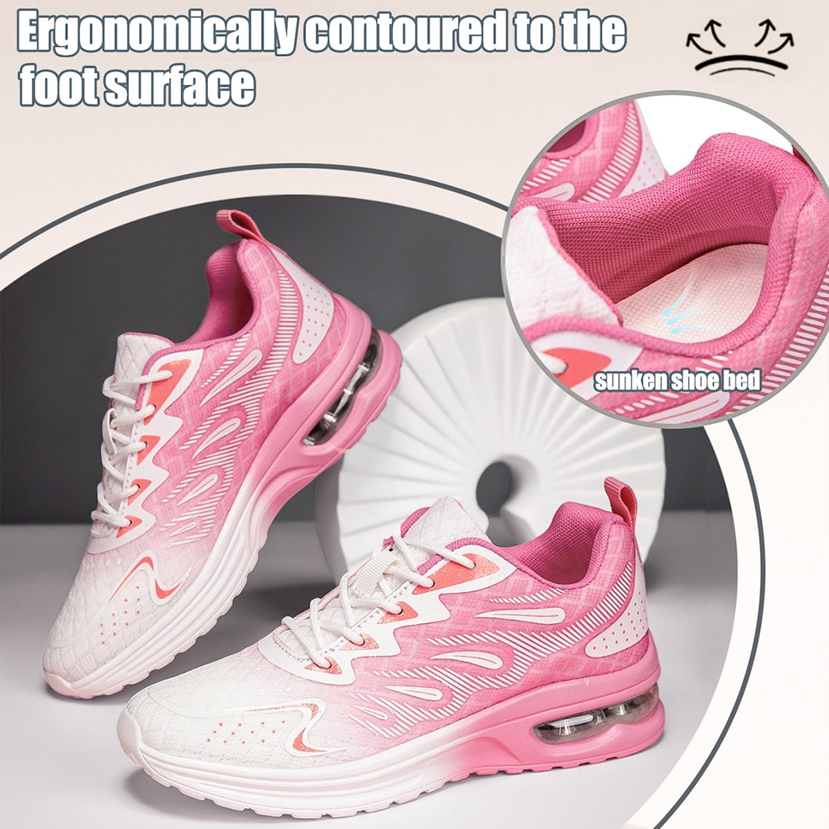 CZV Women's Shock Absorption Running Shoes, Breathable Mesh Lightweight Athletic Sneakers for College, Commute, Walking, Gym, Casual